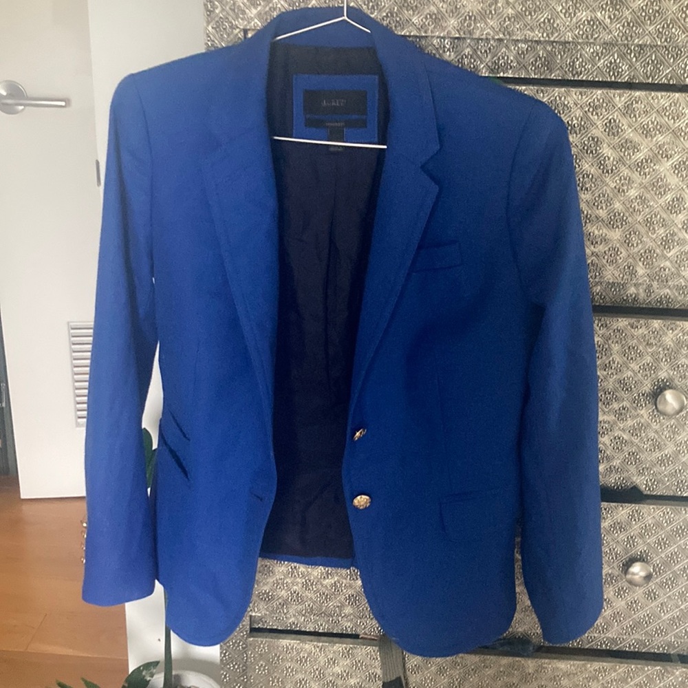 J. Crew royal blue flannel schoolboy blazer
